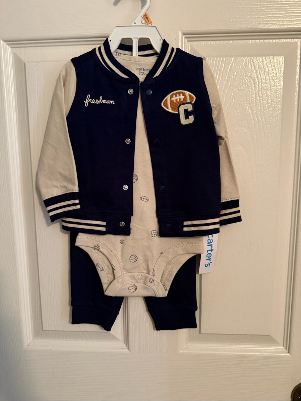 Carter's Navy and Cream Varsity Baby One-Piece Set